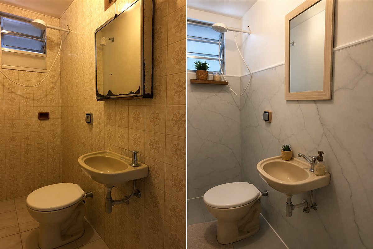 Antes e depois: Banheiro antigo com cara nova